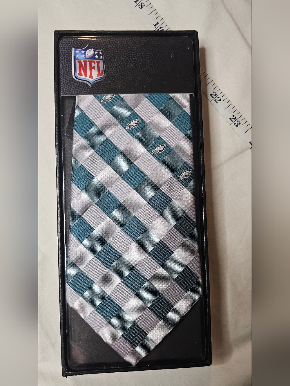 NFL Philadelphia Eagles Teal & Gray Plaid Tie